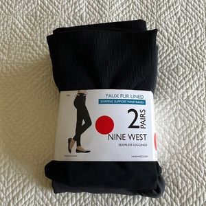 NWT Leggings - 2 pack - 1 black, 1 grey - faux fur lined - Nine West - size m/l